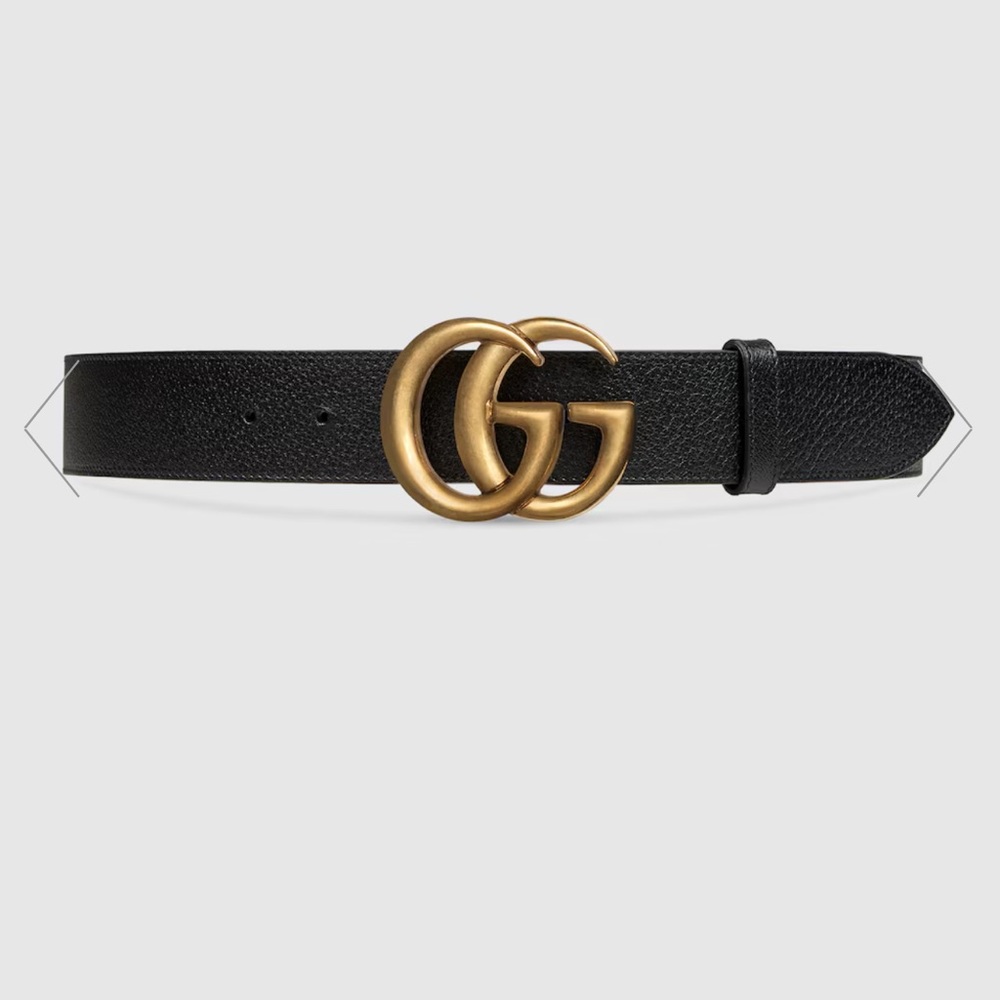 Gucci Leather belt with Double G
buckle  GG MARMONT WIDE BELT
Size: 85
